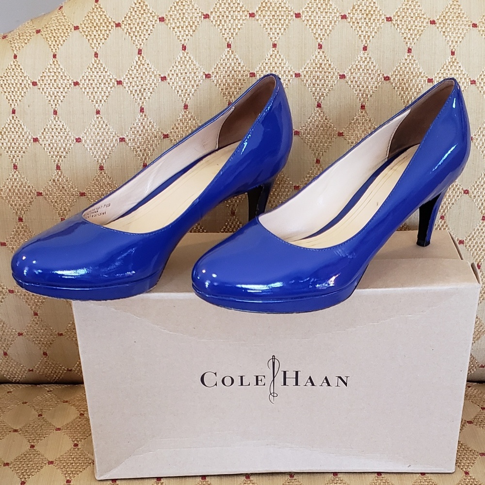 Cole Haan Chelsea Low Pump, Cobalt Patent